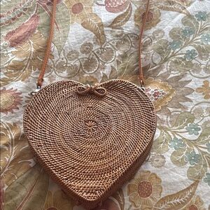 Anthropologie Brown Crossbody Bag with Artisanal Woven Design NWT